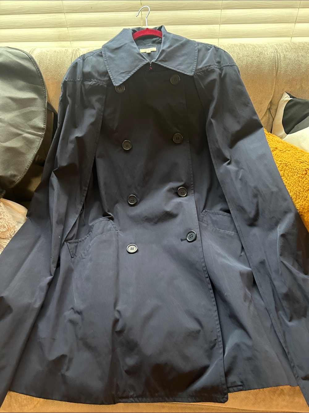Max Studio Double-Breasted Navy Trench Coat